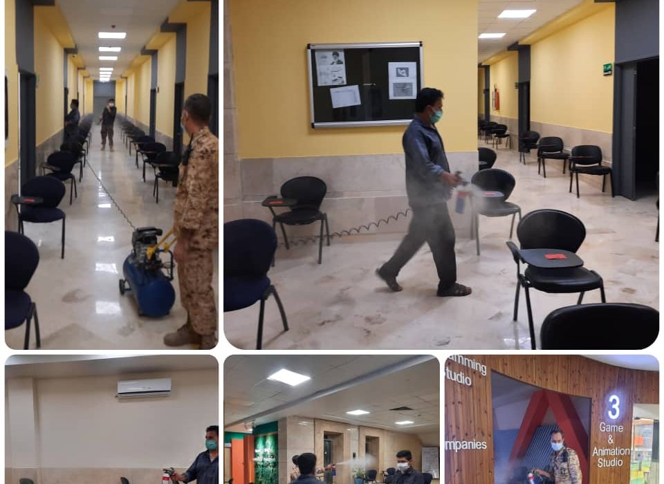 ضدعفونی محل های آزمون سراسری در دانشگاه بین المللی چابهار